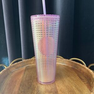 Starbucks Iridescent Pink Grid Tumbler